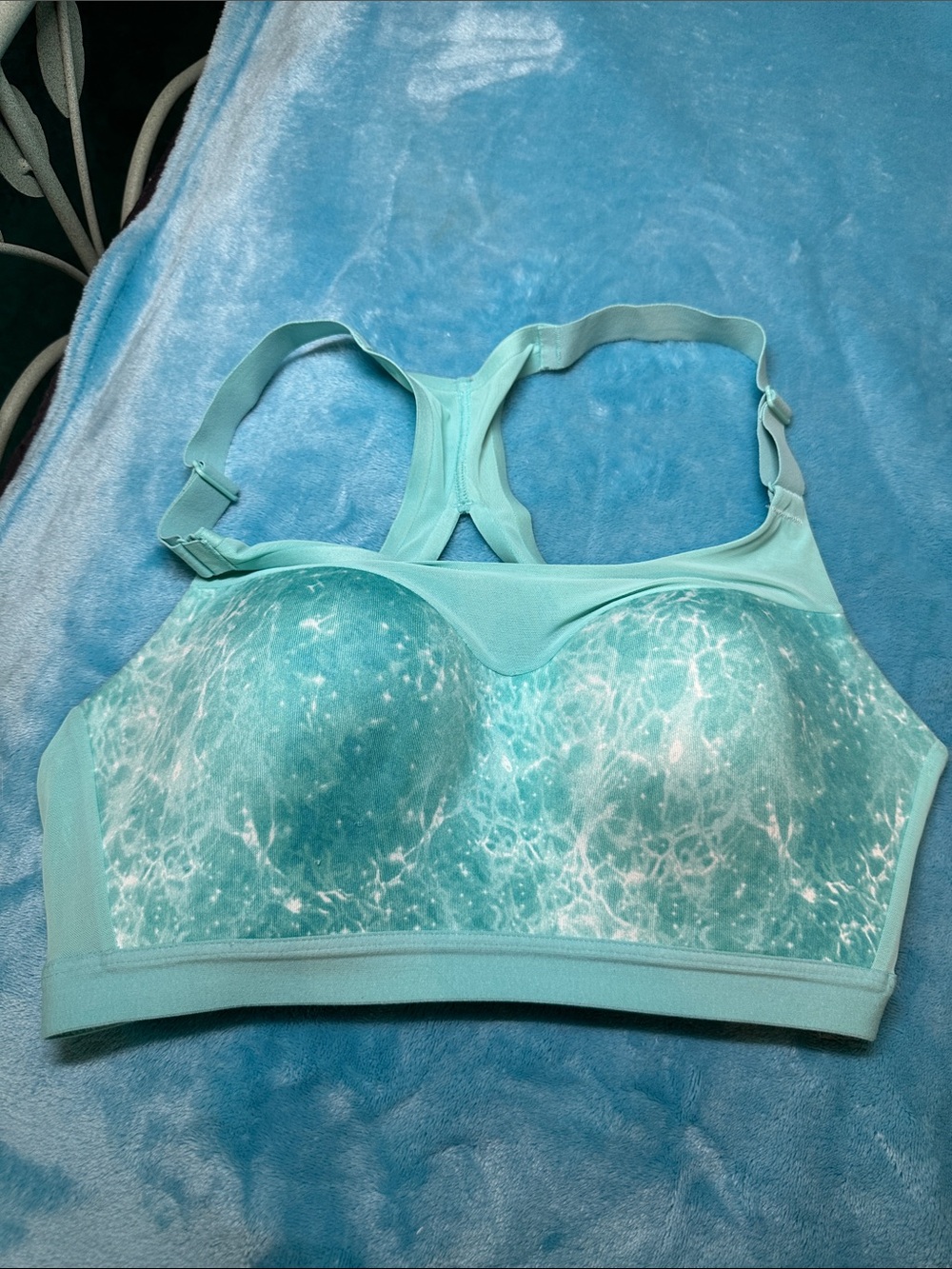 Victoria Secret Aqua Patterned Racerback Sports Bra